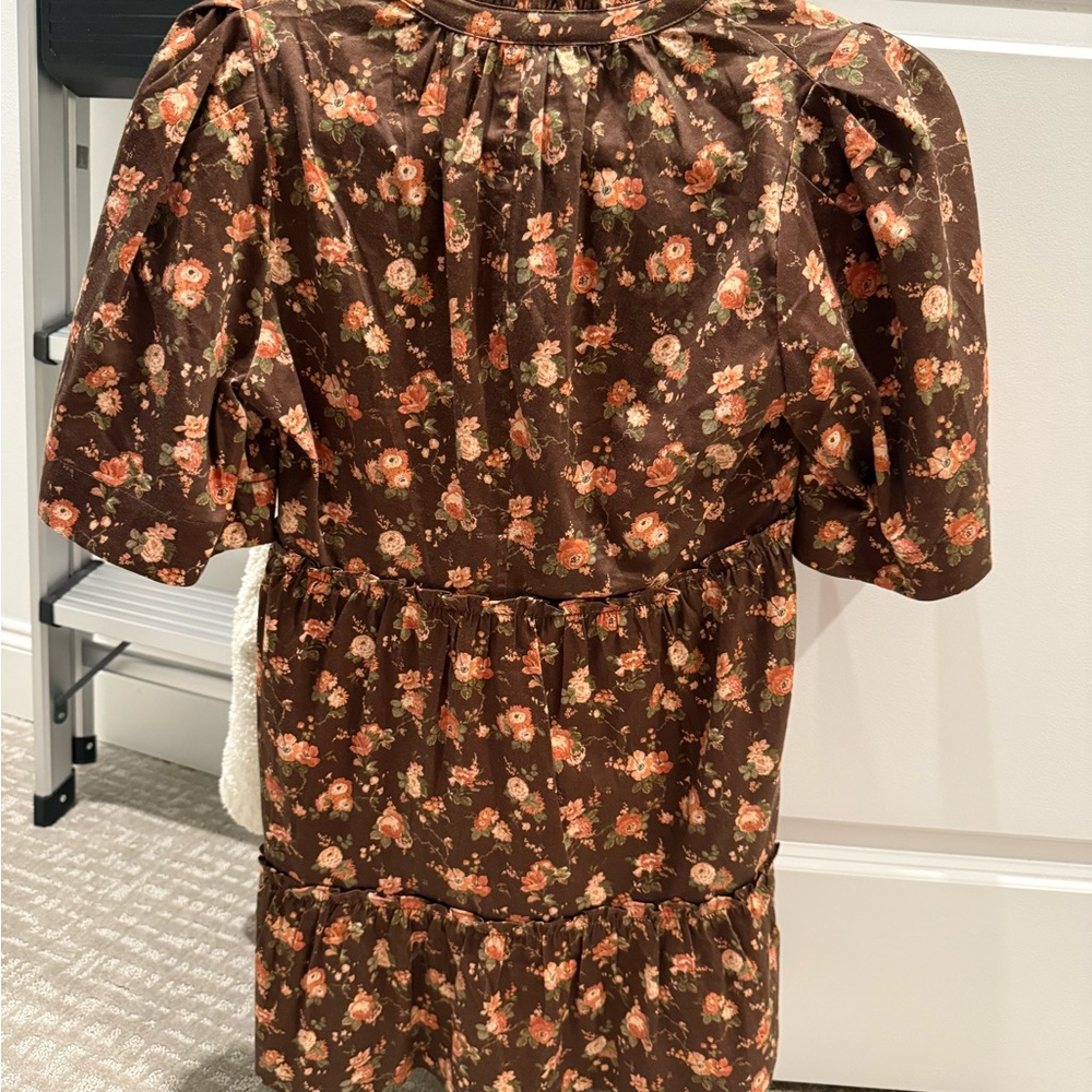 NWT! Tuckernuck Chintz Brown Floral Mini Dress - Picture 8 of 8